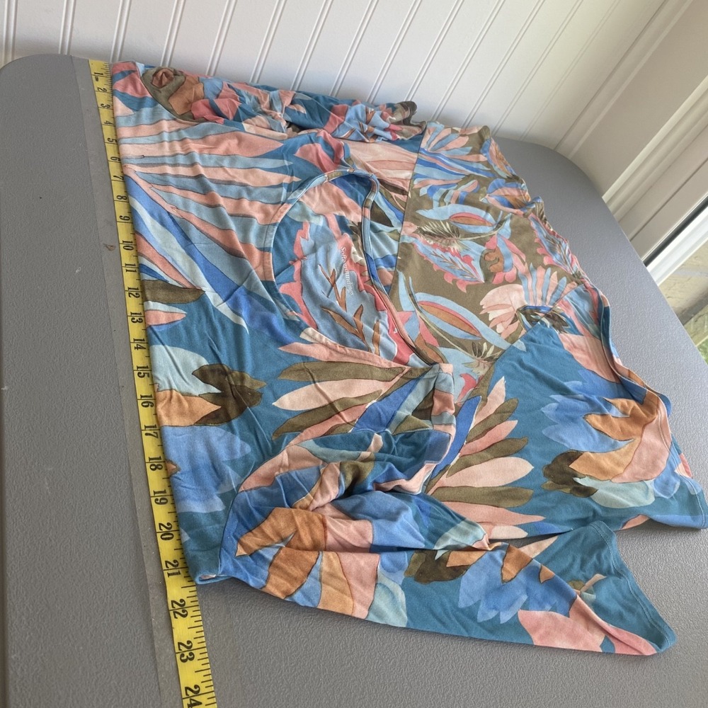 Soft Surroundings Womens Aqua Bloom Top Size Large Art To Wear Colorful Boho - Picture 7 of 9